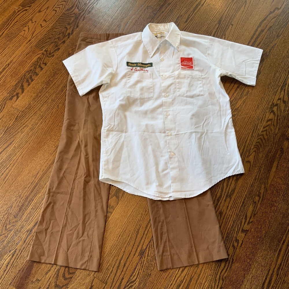 VTG 70s 80s Coca Cola Delivery‎ Driver Uniform Shirt Patch Pants Logo READ